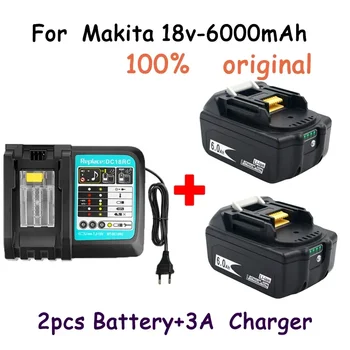 18650 įkraunama baterija, Makita atsarginė baterija, 18v6000mah su 3A įkrovikliu, bl1840 bl1850 bl1830 bl1860b lxt400