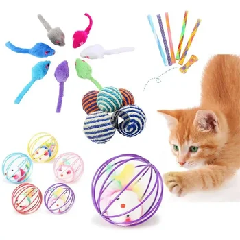 1vnt Kačių žaislų lazdelės plunksnų lazdelė su varpelio pelės narvelio žaislais Plastikiniai dirbtiniai spalvingi katės anonsai Žaisliniai augintiniai Atsitiktinės spalvos