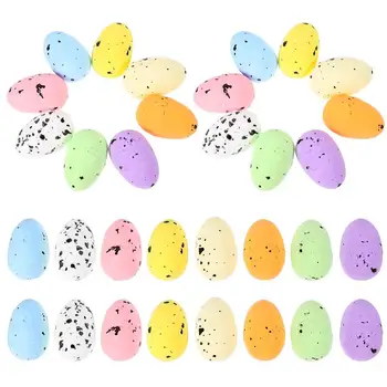 60vnt Imituotos paukščių kiaušinių dekoracijos Velykinių kiaušinių ornamentas Daugkartinio naudojimo putų kiaušiniai Velykų vakarėlio išdėstymas Velykų vakarėlis putų paukščių kiaušiniai