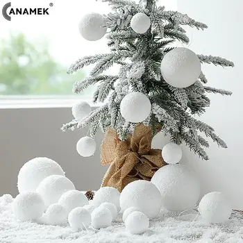 Baltų putų kalėdiniai kamuoliukai Papuošalai Kalėdų eglutei Kabantis pakabukas Šventė Naujųjų metų vestuvių vakarėlis Namų dekoravimo reikmenys