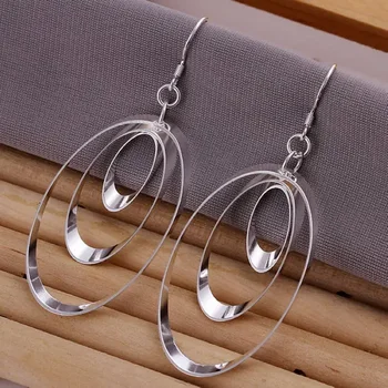 Charms Round for Women Girl Wedding Engagement Jewelry Noble Beautiful Fashion Silver Color Earring Jewelry Free Delivery