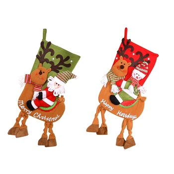 Kalėdinės kojinės Briedžių kojinės Xams eglutės papuošalai Vaikų-dovanų krepšys Židinys Kabantis šeimos dekoravimas