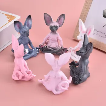 Katė Medituoja Kolekcines figūrėles Miniatiūriniai rankų darbo dekoro gyvūnai Figūriniai žaislai