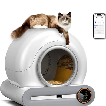 Kačių kraiko dėžė Automatinė sterilizavimo kabina 65L Didelės talpos kačių tualetai Išmanusis naminių gyvūnėlių kraiko dėklas Joninis dezodorantas Savaiminis išsivalymas