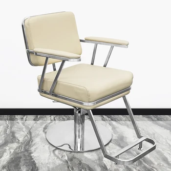 Nerūdijančio plieno stilius Kirpėjo kėdė Grožis Moderni pasukama kirpyklos kėdė Prabangi kirpykla Cadeira de Barbeiro Salono baldai