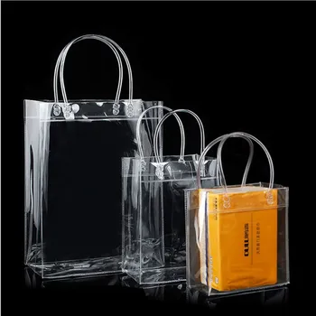 10pcs/20vnt/lotas Skaidrūs minkšti PVC dovanų krepšiai su rankine kilpa, skaidrus plastikinis rankinis, kosmetikos krepšys