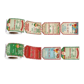 200vnt./ritininis kalėdinių dovanų žymos Kalėdų senelio etiketės lipdukai Šventinis kepyklos papuošimas Duona Desertų pakavimo kortelės