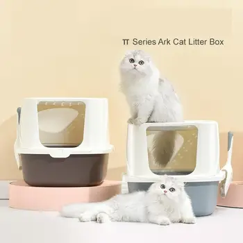 Ark kačių kraiko dėžutė visiškai uždara atverčiamo tipo į priekį iš viršaus į viršų nuo purslų kačių tualetas Didelė kačių kraiko dėžutė