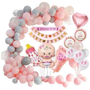 Baby Shower Decorations Girl, Baby Shower Pink Balloons Set, Baby Shower for Girl, Its A Girl Baby Shower Banners