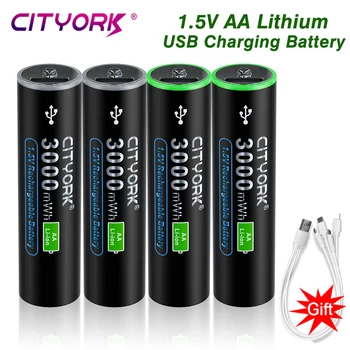 CITYORK 1.5V AA ličio jonų įkraunama baterija 