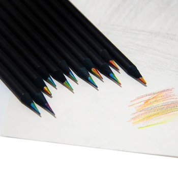 Dropship meno reikmenys vaikams suaugusiems,6Black mediniai vaivorykštės spalvoti pieštukai,įvairiaspalviai spalvinimui