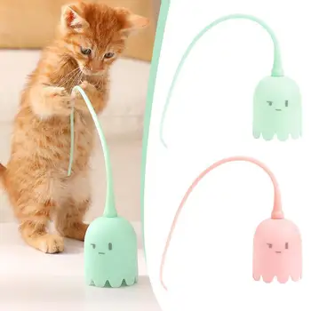 Interaktyvūs kačių žaislai USB Elektrinis išmanusis riedantis rutulinis žaislinis katinas Pet Silikonas Automatinis pasukimas Pelės uodega Kačiuko anonso lazdelė