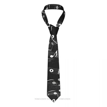 Juodos muzikos natos Naujas 3D spausdinimo kaklaraištis 8cm pločio poliesterio kaklaraištis Marškiniai aksesuarai Vakarėlio dekoravimas