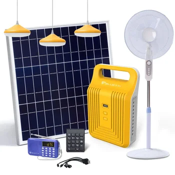 Pay As You Go Paygo saulės valdiklis Pilnas komplektas Ventiliatoriaus namų energija LED apšvietimo sistema Saulės rinkiniai su SIM kortele