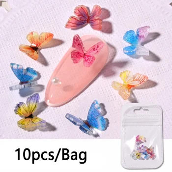 10/30vnt 3D drugelio nagų papuošimo papuošalai Mėlyna rožinė spalvingi drugelių papuošalai 