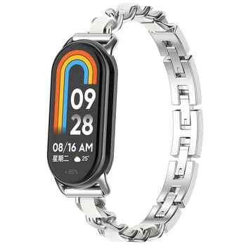 1pc Vyrų moterų sportinių laikrodžių juosta, skirta Xiaomi Band 8 nerūdijančio plieno apyrankė Išmaniųjų laikrodžių priedai Apyrankės