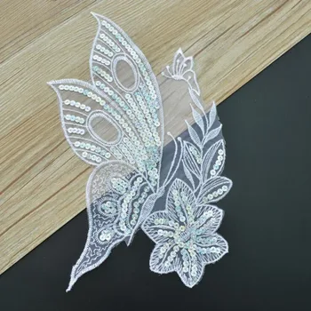 1PCS Drugelių nėrinių aplikacija 3D drugelių siuvimo pleistras 