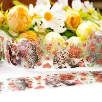 1Roll Tape Cat Pet 2M gėlių kvapiųjų medžiagų pagrindinė ciklo fono iškarpų knyga Dekoratyviniai lipdukai Dovanų pakavimo juostos 50mm