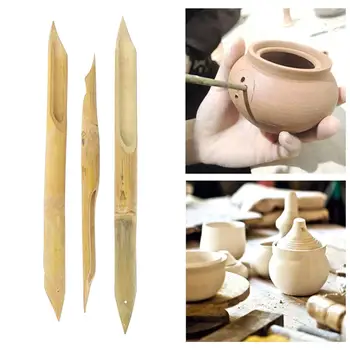 3 dvigubų galvučių keramikos molio bambuko perforatoriaus rašiklių rinkinys vaikams suaugusiems