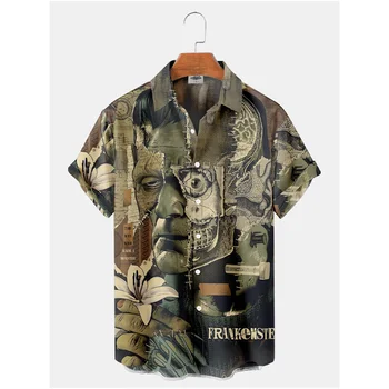 3d Spausdinti vyriški marškiniai 2022 Filmo personažas Siaubo senoviniai marškiniai vyrams Vyriški vasaros gatvės drabužiai Retro Vyriški Havajų marškiniai