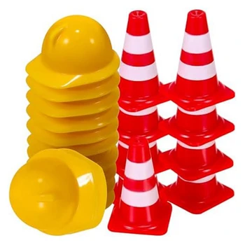 50vnt plastikiniai eismo kūgiai su 50vnt mini kieta skrybėle, mini eismo kelio ženklai statybiniai kūgiai vakarėlių reikmenys
