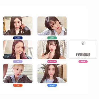 6PC IVE I'VE MINE Album Starship Card LOMO Card Eleven Girl Group Wonyoung Glasses Round LIZ Rei Leeseo Photo Card Atvirukas KPOP