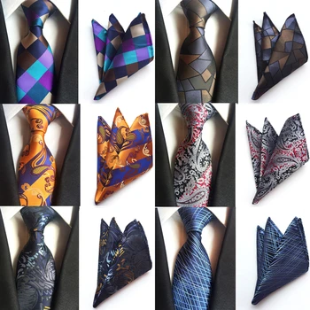 Aukštos kokybės 8CM spalvingas raštuotas kaklaraiščio kišeninis kvadratinis rinkinys biuro verslui Vestuvių mados kaklaraištis 2 dalių nosinė