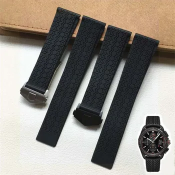 Aukštos kokybės silikoninė juoda laikrodžio juosta TAG apyrankei CARRERwatch dirželiai su sulankstoma sagtimi Vyriški apyrankių priedai 22mm