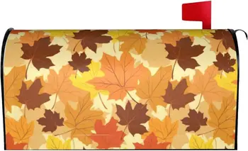Autmn Pašto dėžutės viršelis Fall Maple Leaf Letter Box Cover Magnetiniai pašto įvyniojimai Post sodo dekoracijos 21x18 colių