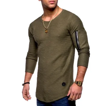 B6054 nauji marškinėliai vyriški pavasario ir vasaros marškinėliai viršuje vyriški medvilniniai marškinėliai ilgomis rankovėmis Sulankstomi kultūrizmo marškinėliai