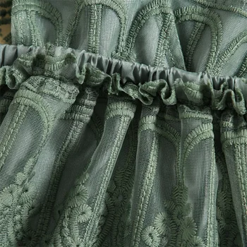 Baby Girl Nėrinių romperio suknelė be rankovių V kaklo elastinis juosmuo Raukinys Smėlinukas Naujagimiui Drabužiai