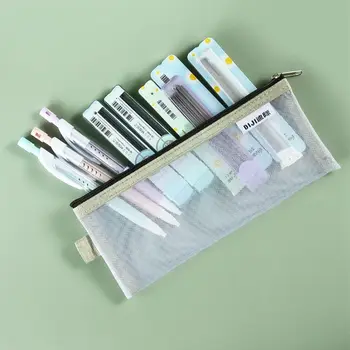 Bag Organizer Case Small Wallet Nylon Mesh Cosmetic Bag Mesh Storage Bags Stationery Bag Grid Pencil Bag Transparent File Bag