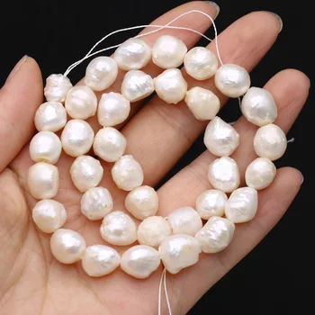 Baltas netaisyklingas apvalus natūralus gėlavandenis barokinis perlas 9-10mm laisvi tarpai karoliukais papuošalai Vėrinio auskarai aukštos kokybės