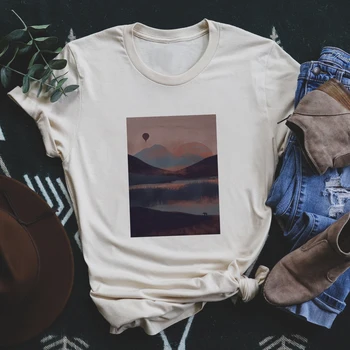 Beach Travel Marginti marškinėliai trumpomis rankovėmis marškinėliai Mada Moteriški marškinėliai Akvarelės stilius Mieli 90-ųjų spausdinti laisvalaikio viršutiniai drabužiai.