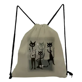 Cartoon Animation Cat Print Drawstring Pocket Travel Moteriška kuprinė Aukštos kokybės batų krepšys mokykliniams nešiojamiems knygų krepšiams Pagal užsakymą