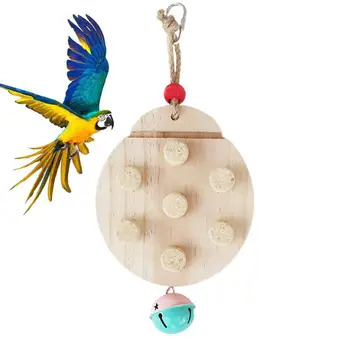 Conure žaislai Paukščių medinė lenta Pakabinami kramtomieji žaislai Paukščių narvų priedai su varpeliu papūgoms Conures Budgies Papūgos Meilė