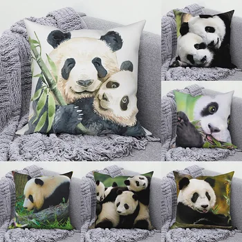 Cute Panda Throw pagalvės užvalkalas 45x45cm Gyvūnų dekoratyvinės pagalvėlės užvalkalas su nematomu užtrauktuku Kvadratinis namų dekoras