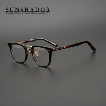 Dizainerio prekės ženklo klasikinis aukštos kokybės akinių rėmelis Vintažinis acetatas vyriški moteriški akiniai Kvadrato skaitymo receptiniai akiniai