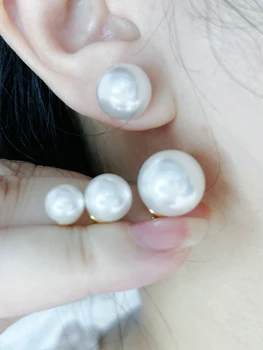 Elegance Pearl Stud Išskirtiniai klasikiniai auskarai Dengimas 18K Gold Ear Stud Women Advanced Sense Universali papuošalų dovana