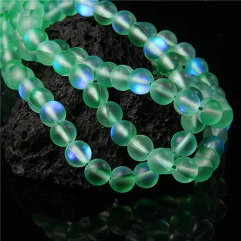 Green Austria Crystal Glitter Moonstone Beads Round Loose Spacer Beads for Jewelry Making Pasidaryk pats Chrams Kaklo papuošalų apyrankė 6 8 10mm