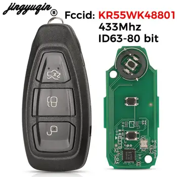 jingyuqin KR55WK48801 Smart Remote Car Key 433/434Mhz 4D63 Chip for Ford Focus C-Max Intelligent Keyless Fob 3 Buttons