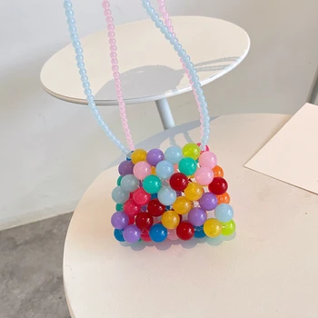 Kids Mini Princess Bead Crossbody krepšys Miela piniginė mergaitėms Monetų maišelis Kawaii Baby Clutch Bag Mažylio piniginė