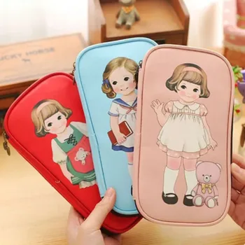 korėjiečių kalba Didelis pieštuko dėklo krepšys Patvarus retro PU kosmetinis makiažo krepšys Didelės talpos korėjiečių kanceliarinių prekių dėžutė Studentas
