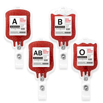 Kraujo tipo maišelio formos ištraukiamas ženkliuko ritės spaustukai slaugytojui gydytojui ligoninės darbuotojams Akrilo vizitinių kortelių laikiklių priedai