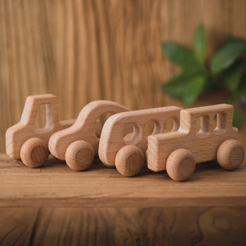 Kūdikių medinis automobilis Medinis vaikų blokas kūdikiams BPA nemokamai ekologiškas buko gyvūno forma Kūdikių žaislinis automobilis Montessori žaislai Rankų darbo amatai