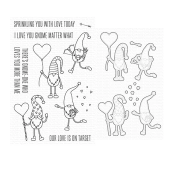 Love You Gnome Clear Stamps Cutting Dies Scrapbooking for 2022 New Paper Making Valentine's Day Embossing Frames Card