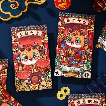 Luck Money Bag Red Envelope Dragon Pattern 2024 Naujųjų metų paketų palaiminimo krepšys Geriausi linkėjimai 