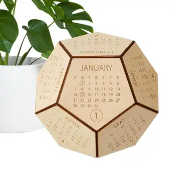 Medinis darbalaukio kalendorius Dodekahedrono kubo kalendoriaus blokas Juokingas stalo kalendorius Estetinio stalo dekoro dovanos vyrams Moterys Darbuotojas