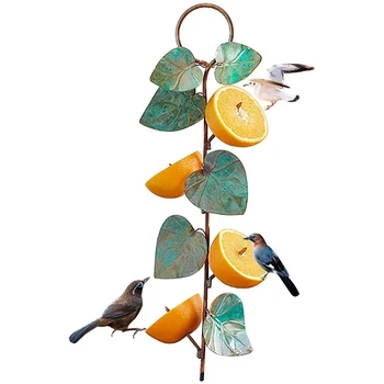 Metalinis kolibrių paukščių tiektuvas Pakabinamas lapų dekoratyvinis sodas Art paukščių lesyklė, kabanti lauko kiemo dekoravimui