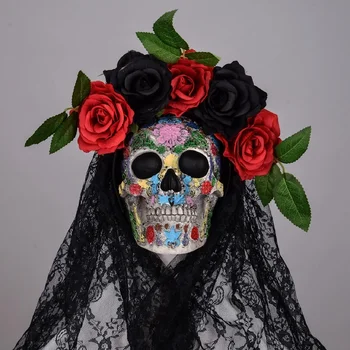 Mirusio šydo diena Galvos juosta Gėlių vainikas Helovino kostiumas Rožės gėlių galvos juosta
